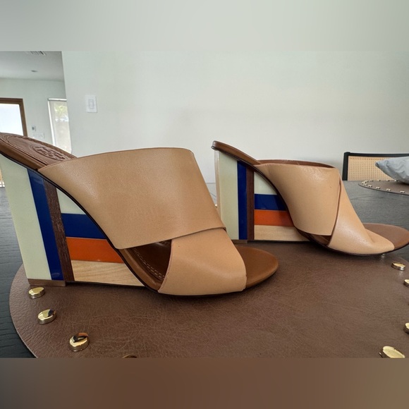 Tory Burch Perspex Color Cube Color Block Leather Wedge Size 8 - Picture 3 of 12